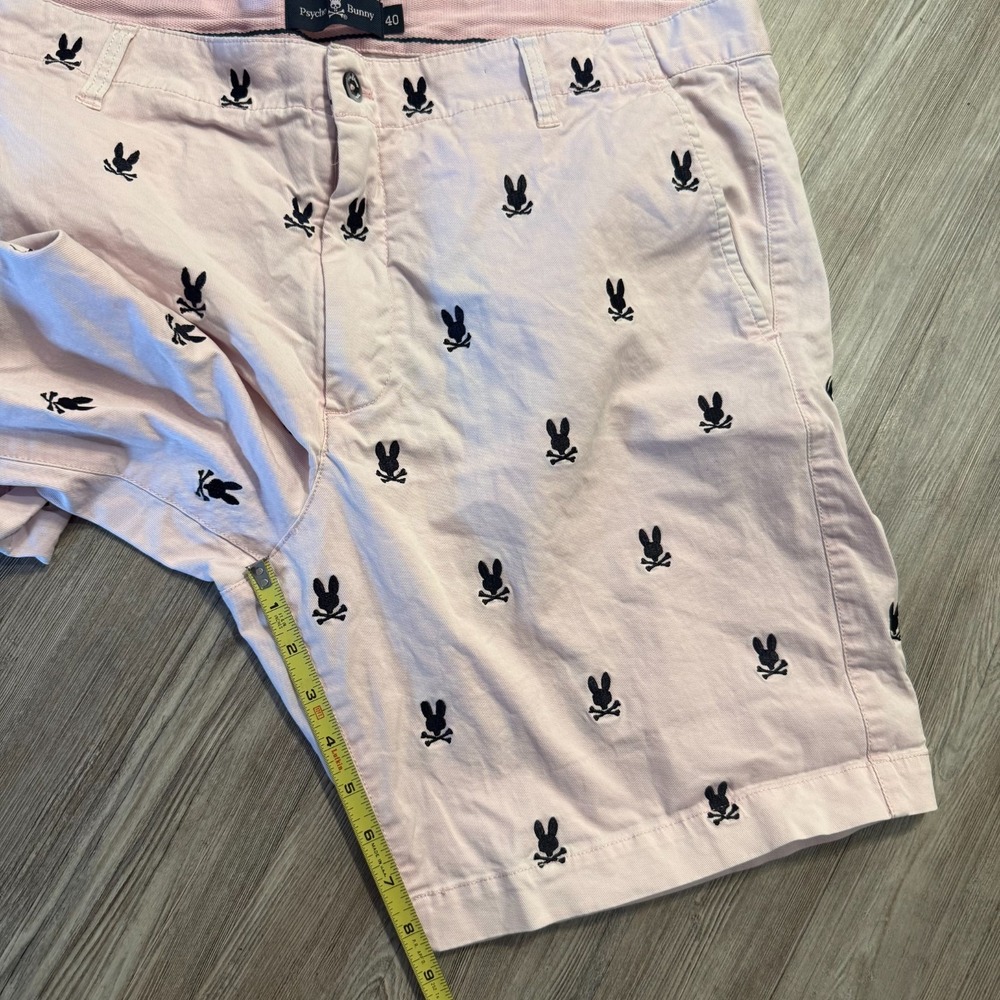 Psycho Bunny Mens 40 Skull Pattern Pink Chino Shorts - Picture 8 of 9